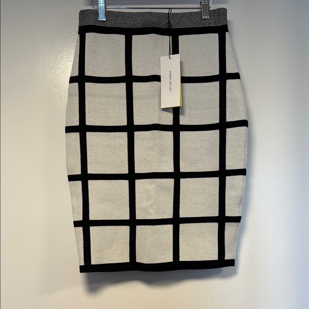 Karen Millen Black and White Midi Pencil Skirt